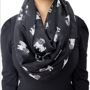Pug Scarf Black and White Infinity